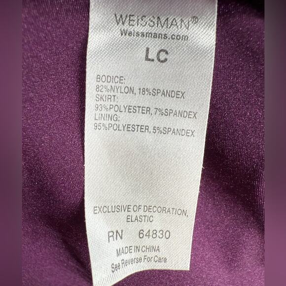 Weissman Purple Cap-Sleeve Leotard Dress With Mesh Skirt Large Child (LC) - Picture 6 of 7